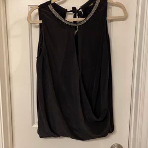 Maje Silk Flowy blouse chain embroidery collar